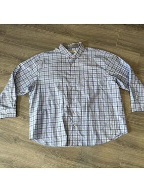 Tommy Bahama Shirt Mens Big 3X Blue Plaid Long Sleeve Button Up IslandZone Woven